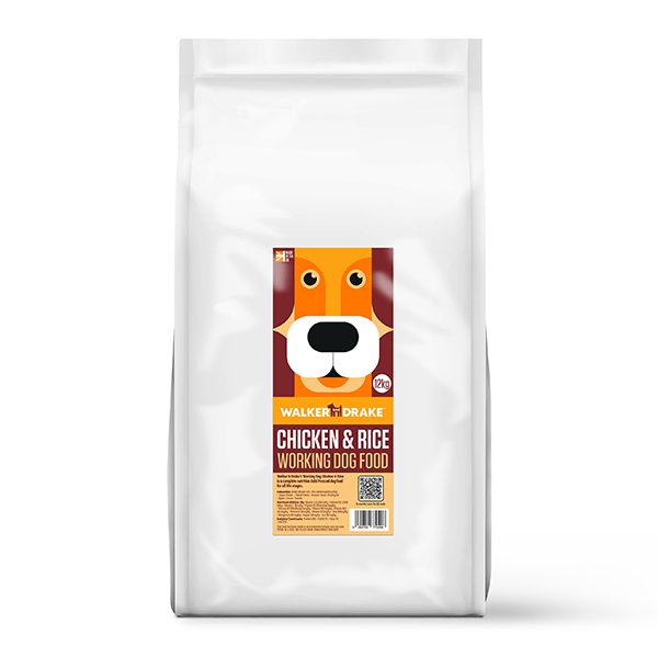 Walker and Drake 12kg Cold Pressed Working Dog Food - Chicken with Rice