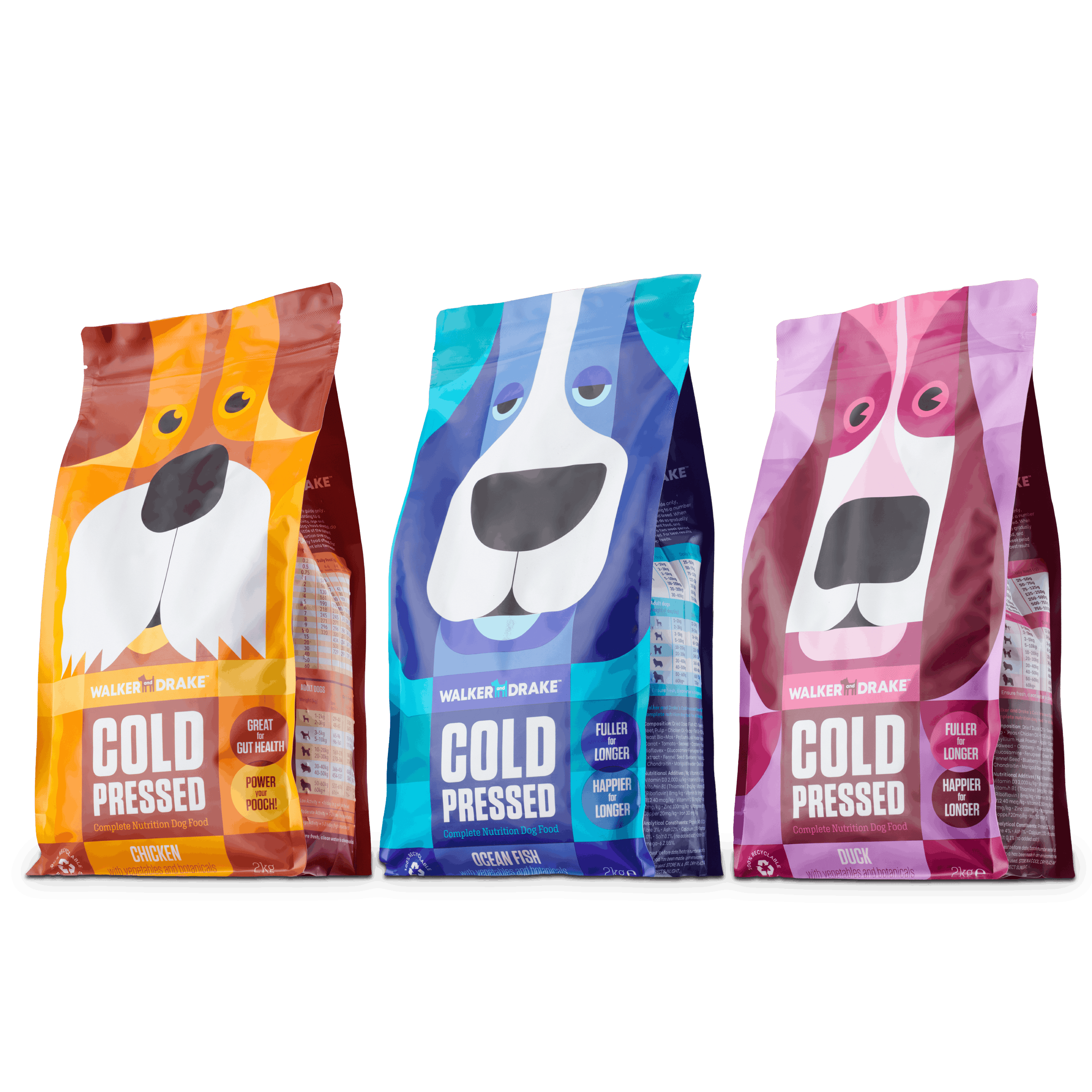 Walker and Drake 2KG Chicken, Duck & Ocean Fish Bundle D-F-C-2KG