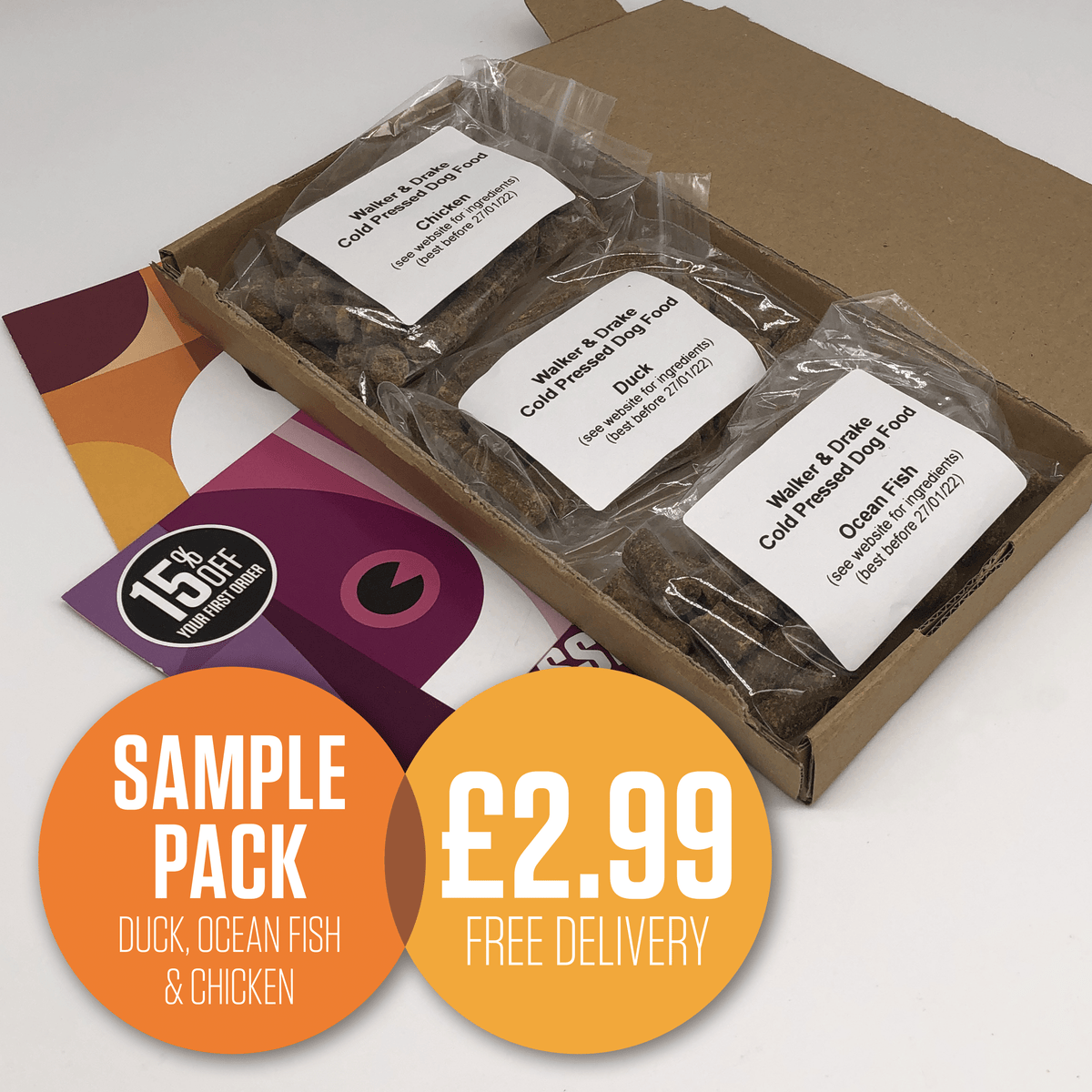 Walker and Drake SMALL BITE - SAMPLE PACK - Duck, Ocean Fish & Chicken SP160SS011