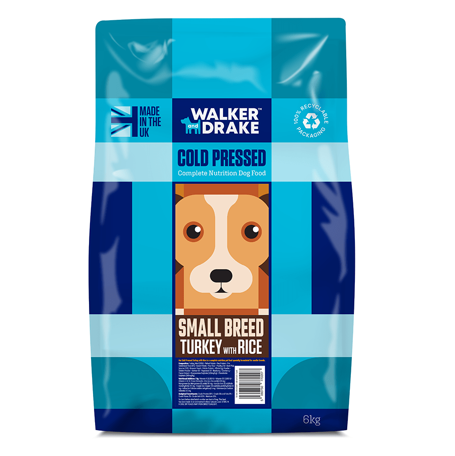 Walker and Drake Small Breed 6kg Cold Pressed Small Breed Dog Food – Turkey with Rice