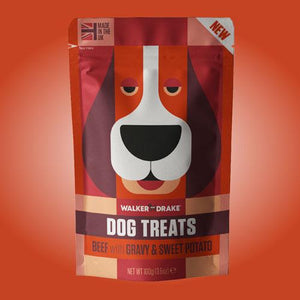Walker and Drake Beef with Gravy & Sweet Potato, 100g Dog Treats 5060750770085 BE100TR031
