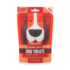 Walker and Drake Beef with Gravy & Sweet Potato, 100g Dog Treats 5060750770085 BE100TR031