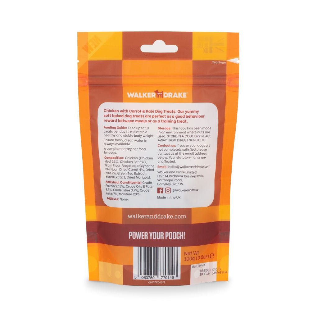 Walker and Drake Chicken with Carrot & Kale, 100g Dog Treats 5060750770146 CH100TR031