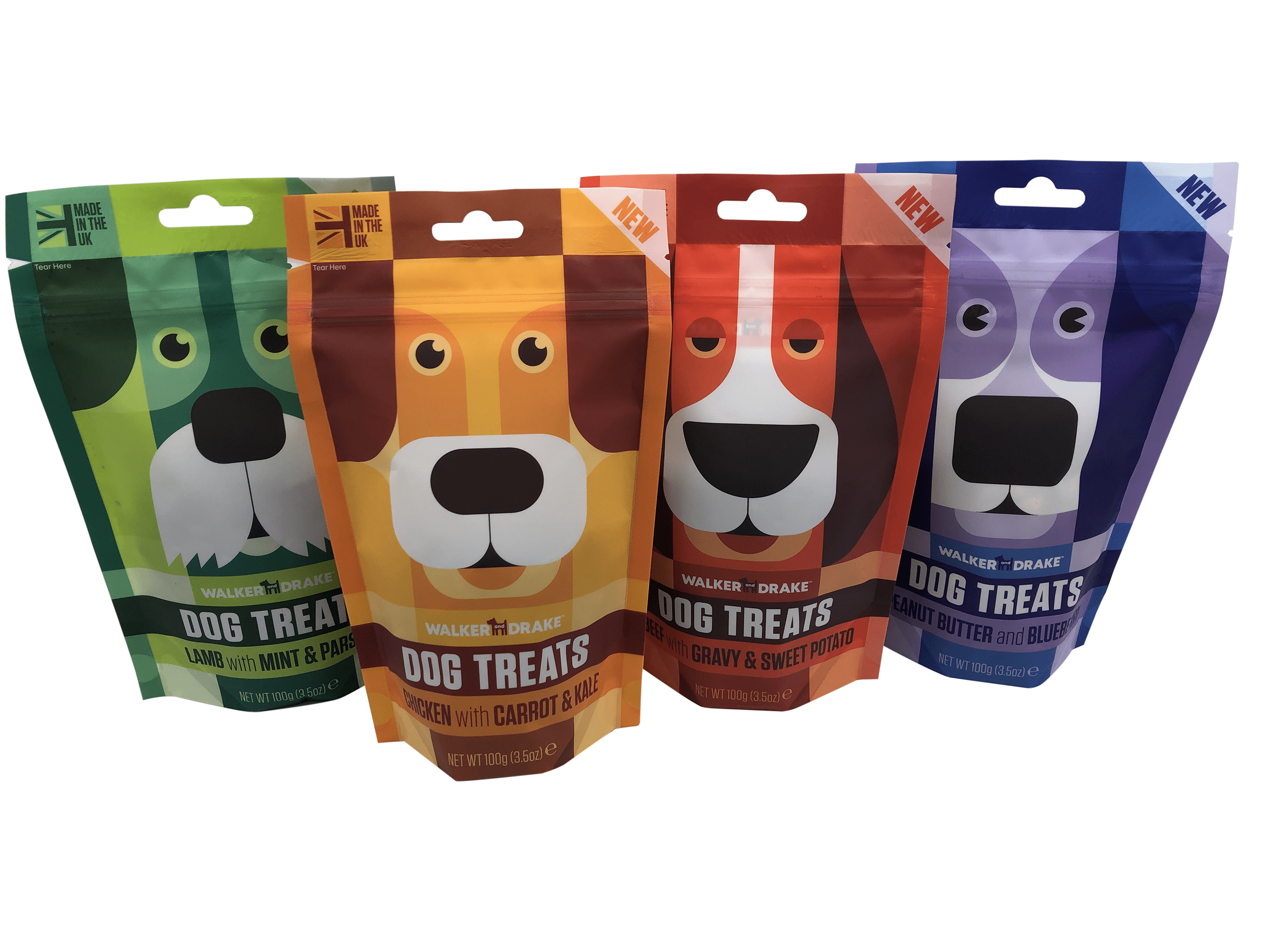 WD Monster Treats 4x 100g Mixed Dog Treats Walker and Drake